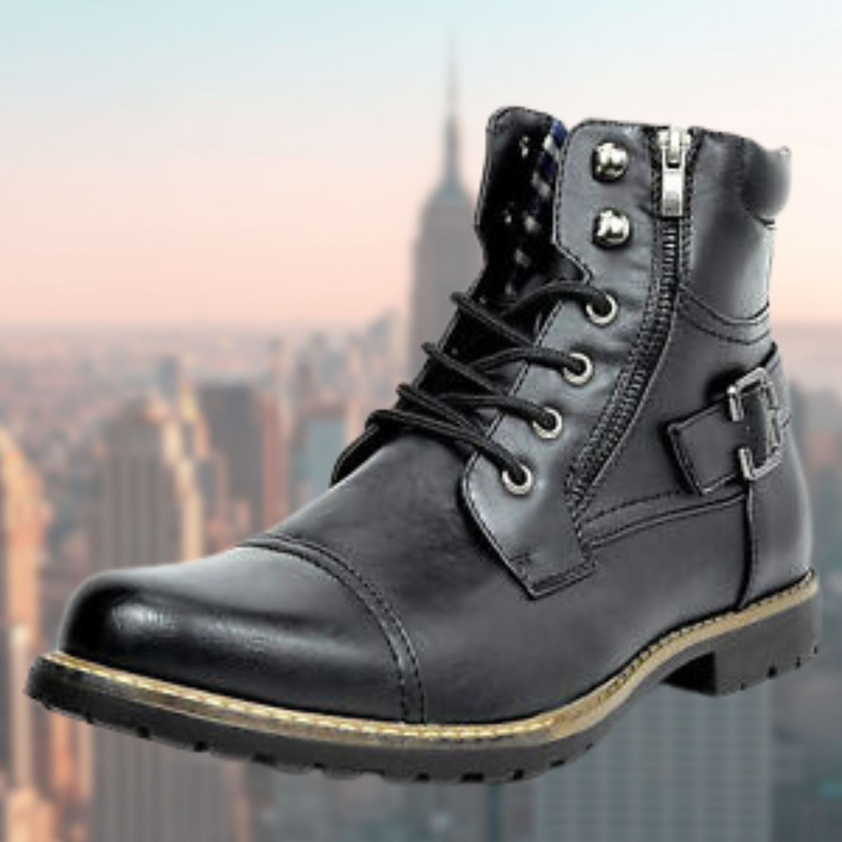 Kellan | Botas Biker Robustas con Cordones y Cremallera Lateral