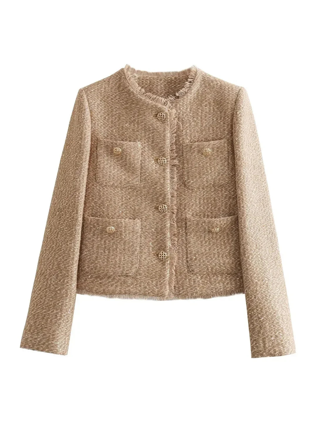 Fabienne | Chaqueta Corta de Tweed con Botones Dorados