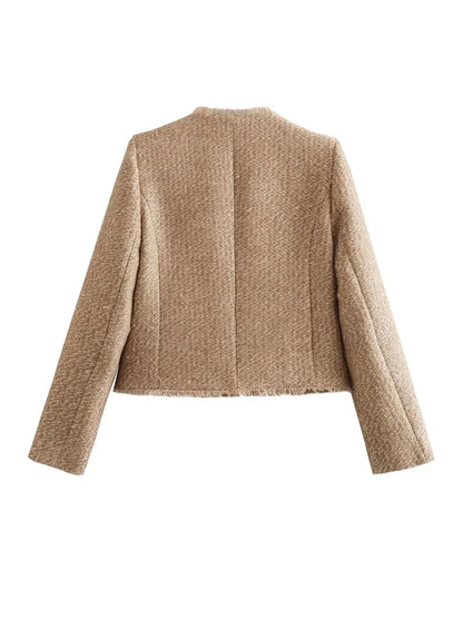 Fabienne | Chaqueta Corta de Tweed con Botones Dorados