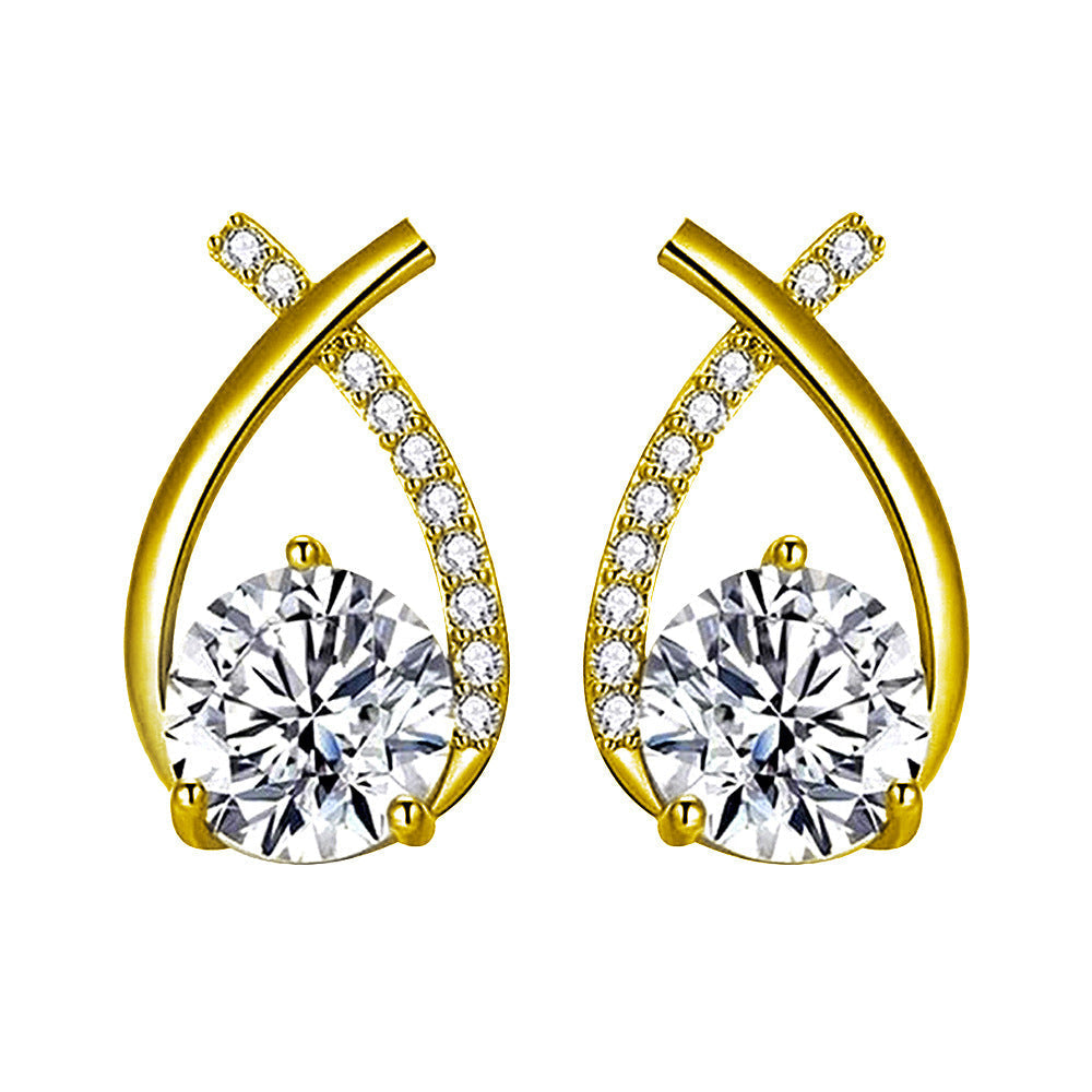 Harlow | Pendientes Dorados de Gota con Cristal
