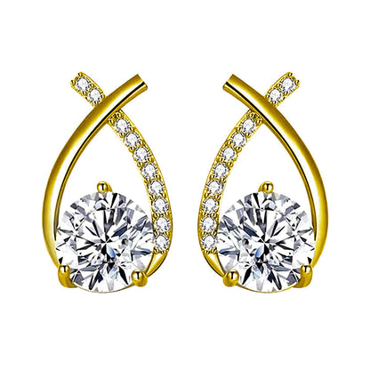 Harlow | Pendientes Dorados de Gota con Cristal