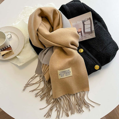 Noemie | Bufanda Reversible Ancha con Flecos