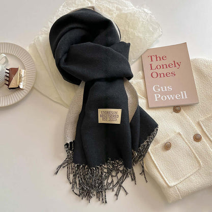 Noemie | Bufanda Reversible Ancha con Flecos