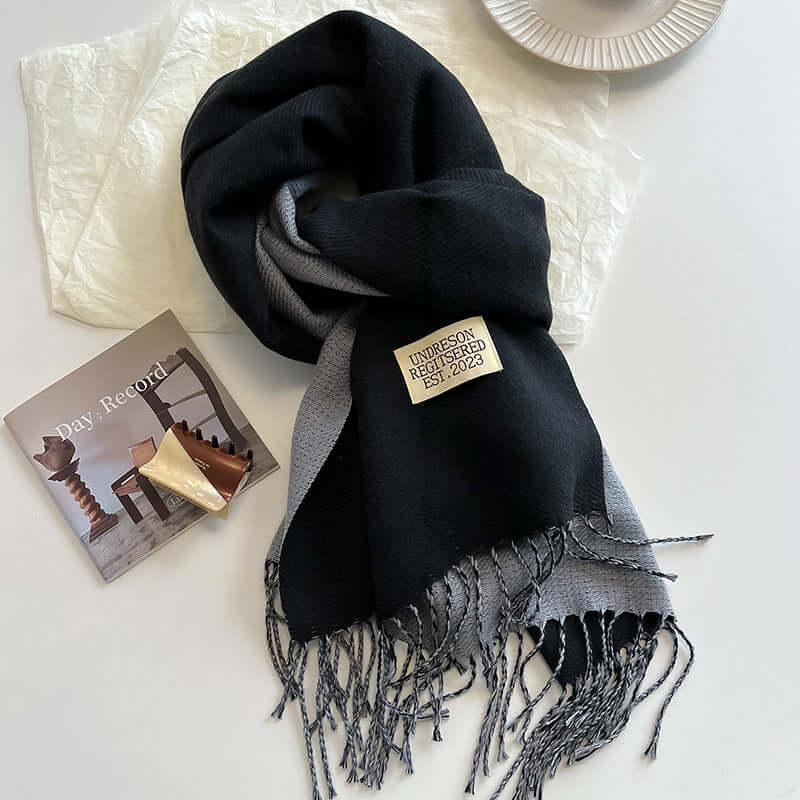 Noemie | Bufanda Reversible Ancha con Flecos