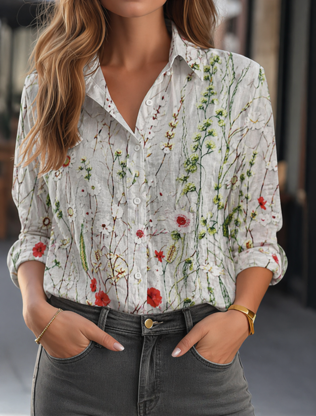 Everly | Camisa con Estampado Floral y Botones