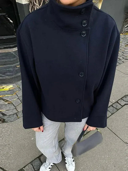 Brigitte | Chaqueta Corta de Paño con Cuello Alto