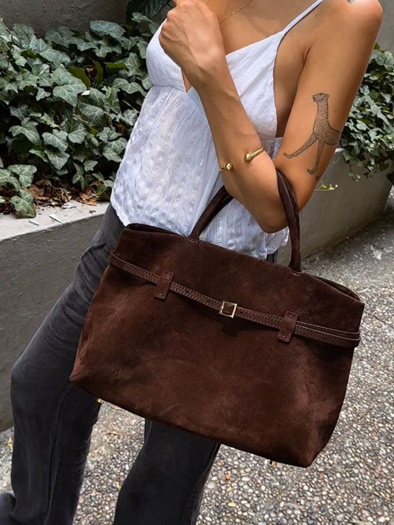 Clarisse | Bolso Shopper de Ante Vegano con Hebillag