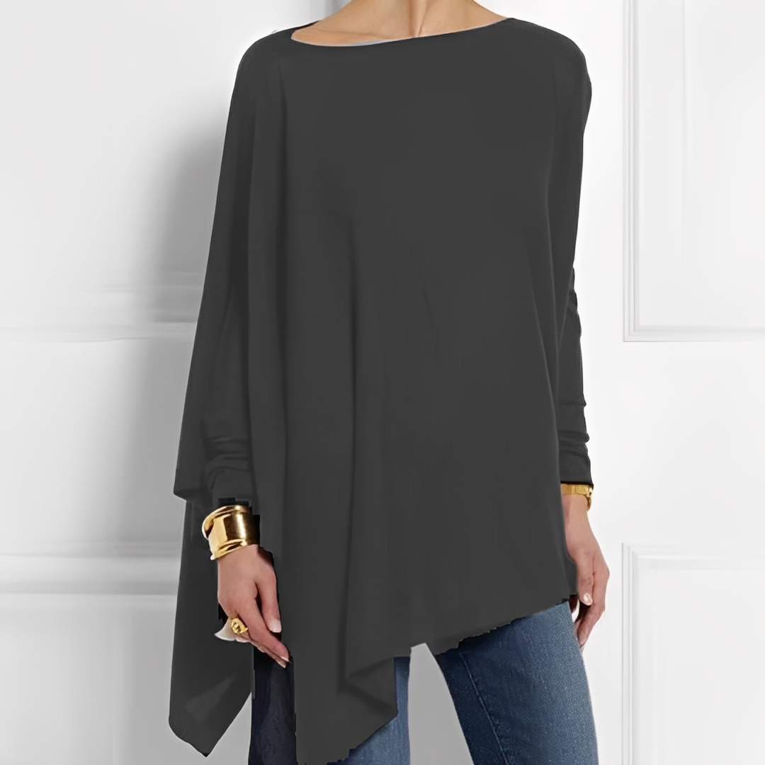 Amalia | Blusa Oversize de Manga Larga con Bajo Asimétrico