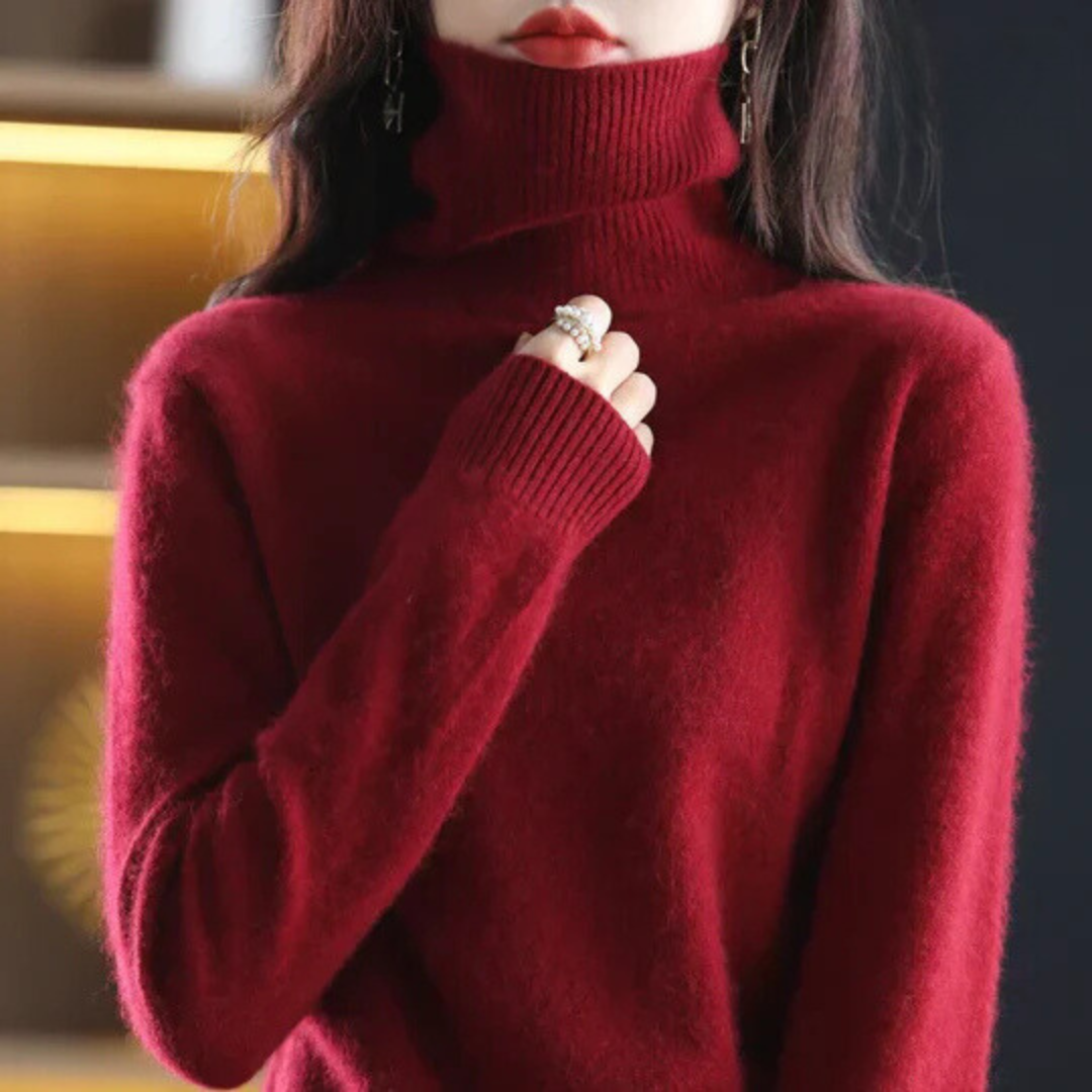 Everly | Jersey de Cachemira Ajustado de Cuello Alto