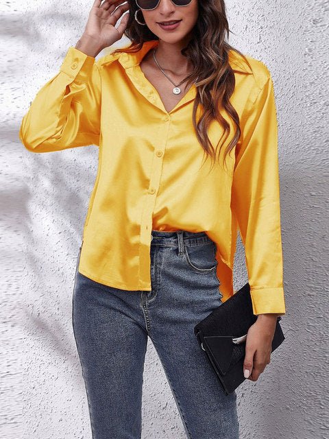 Adair | Camisa de Satén Holgada con Botones - StilfulltWomen's blousesDWOD4-QX113001AmarilloSAdair | Camisa de Satén Holgada con Botones