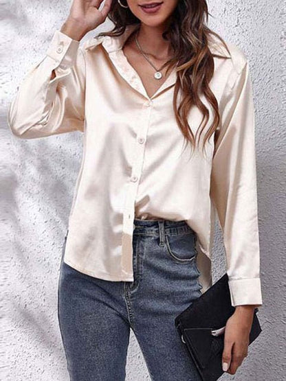 Adair | Camisa de Satén Holgada con Botones - StilfulltWomen's blousesDWOD4-QX113066ChampánSAdair | Camisa de Satén Holgada con Botones
