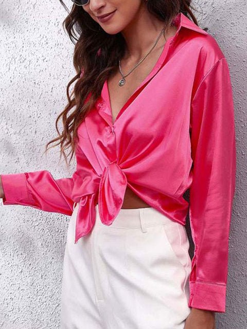 Adair | Camisa de Satén Holgada con Botones - StilfulltWomen's blousesDWOD4-QX113031Rosa rojizoSAdair | Camisa de Satén Holgada con Botones