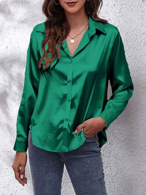 Adair | Camisa de Satén Holgada con Botones - StilfulltWomen's blousesDWOD4-QX113056VerdeSAdair | Camisa de Satén Holgada con Botones