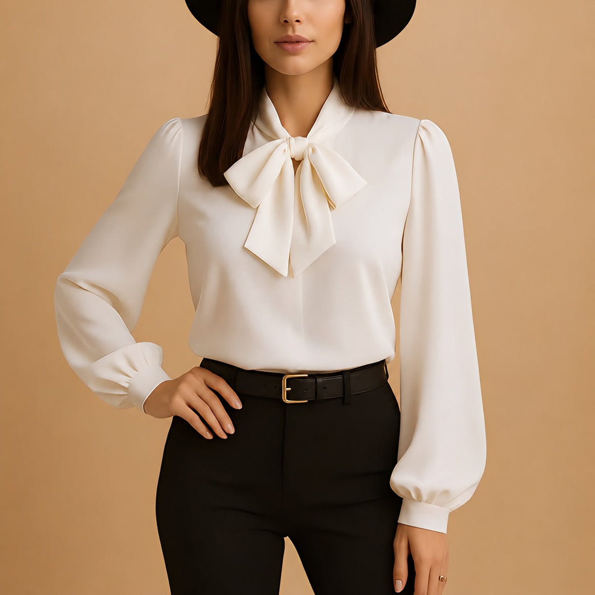 Livia | Blusa de Mujer con Lazada y Manga Abullonada