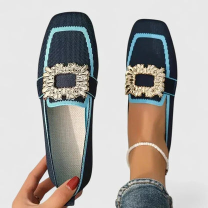 Adeline | Mocasines de Punto con Hebilla Joya - StilfulltWomen's shoesAzul36.5Adeline | Mocasines de Punto con Hebilla Joya