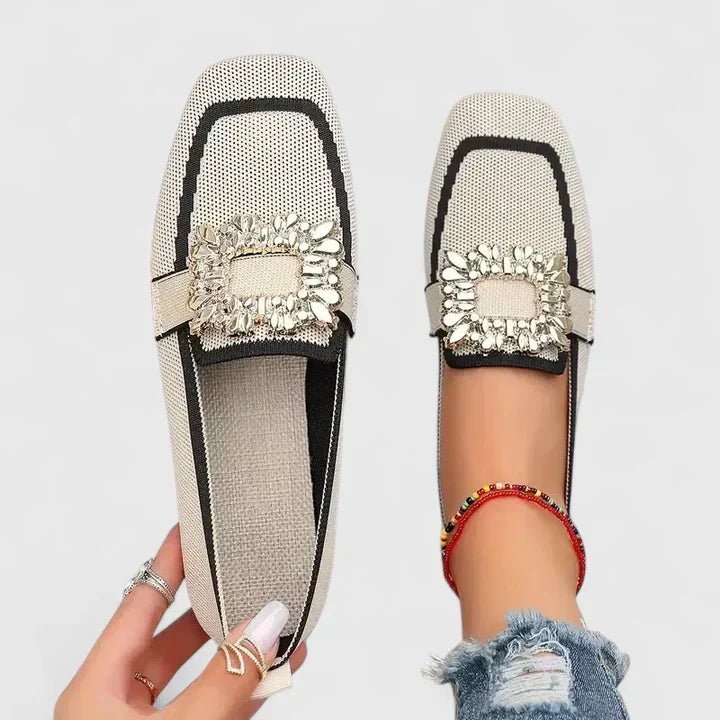 Adeline | Mocasines de Punto con Hebilla Joya - StilfulltWomen's shoesBeige36.5Adeline | Mocasines de Punto con Hebilla Joya