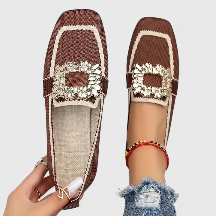Adeline | Mocasines de Punto con Hebilla Joya - StilfulltWomen's shoesMarrón36.5Adeline | Mocasines de Punto con Hebilla Joya
