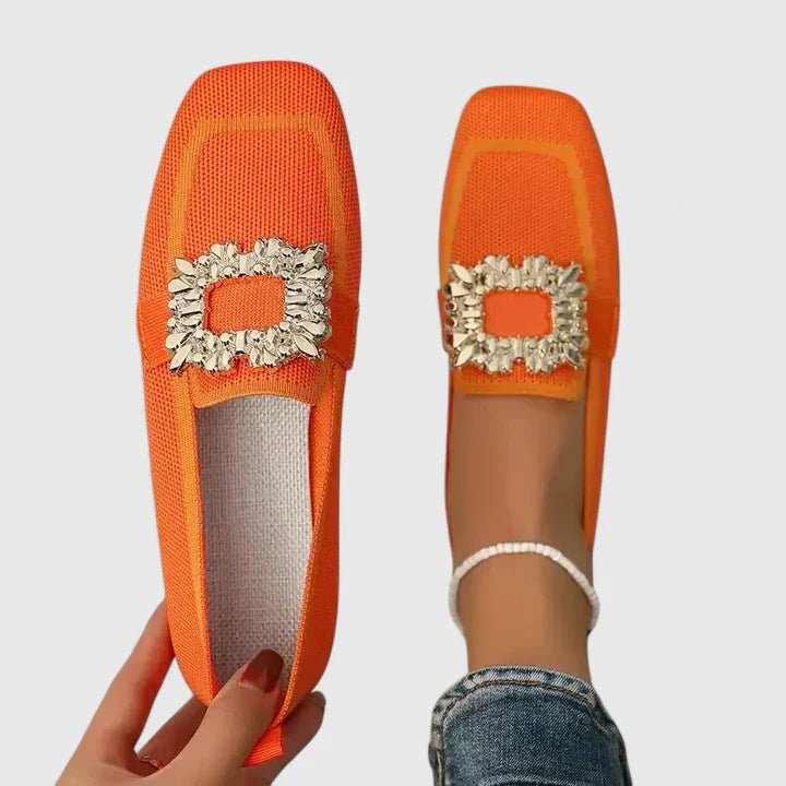 Adeline | Mocasines de Punto con Hebilla Joya - StilfulltWomen's shoesNaranja36.5Adeline | Mocasines de Punto con Hebilla Joya