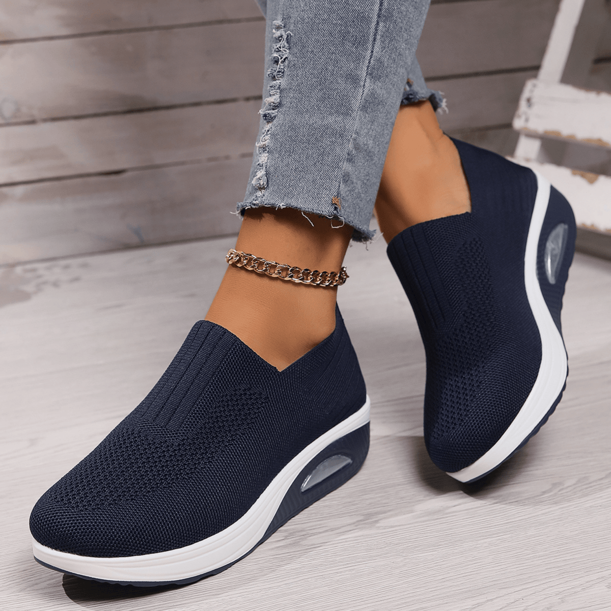 Aerona | Zapatillas Acolchadas y Transpirables sin Cordones - StilfulltWomen's shoesAzul marino36Aerona | Zapatillas Acolchadas y Transpirables sin Cordones