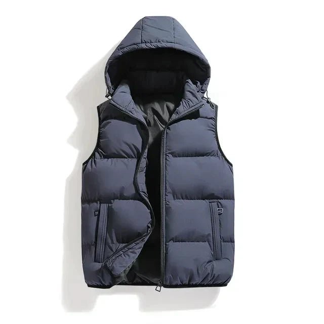 Aksel | Varm Quiltet Herrevest med Hætte - StilfulltMen's vestsSKU_1788462670860_171GråSAksel | Varm Quiltet Herrevest med Hætte