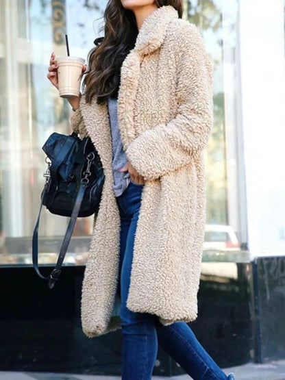 Alberte | Lang Afslappet Teddyfrakke med Hakrevers - StilfulltWomen's jacketsSKU_1789050901359_891BrunSAlberte | Lang Afslappet Teddyfrakke med Hakrevers