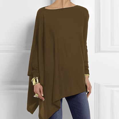 Amalia | Blusa Oversize de Manga Larga con Bajo Asimétrico - StilfulltWomen's blousesVIVA414541MODAMarrónSAmalia | Blusa Oversize de Manga Larga con Bajo Asimétrico