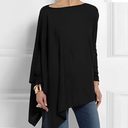 Amalia | Blusa Oversize de Manga Larga con Bajo Asimétrico - StilfulltWomen's blousesVIVA414513MODANegroSAmalia | Blusa Oversize de Manga Larga con Bajo Asimétrico