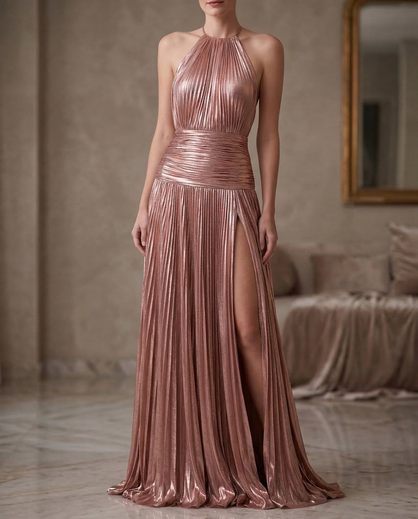 Amelix | Halterneckklänning i peridotgrön - StilfulltdressDWOD2-WN380002SGuldAmelix | Halterneckklänning i peridotgrön