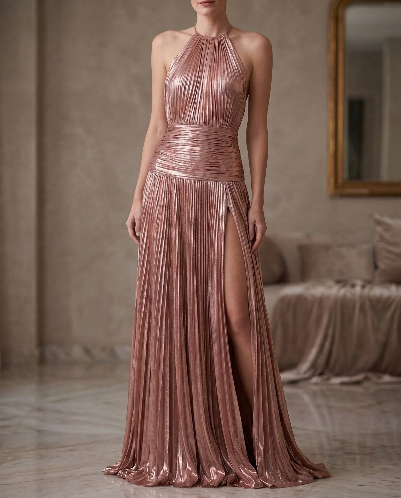 Amelix | Halterneckklänning i peridotgrön - StilfulltdressDWOD2-WN380002SGuldAmelix | Halterneckklänning i peridotgrön