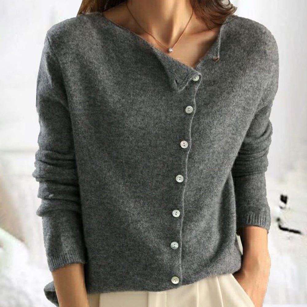 Anouk | Cárdigan de Punto con Botonadura Asimétrica - StilfulltWomen's sweatersGrisSAnouk | Cárdigan de Punto con Botonadura Asimétrica