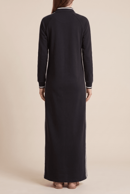 Anouk | Vestido Maxi de Felpa Ribeteado con Cuello Polo - StilfulltdressMDA0958L0Y_Royal Blue||XS||YUAzul realXSAnouk | Vestido Maxi de Felpa Ribeteado con Cuello Polo