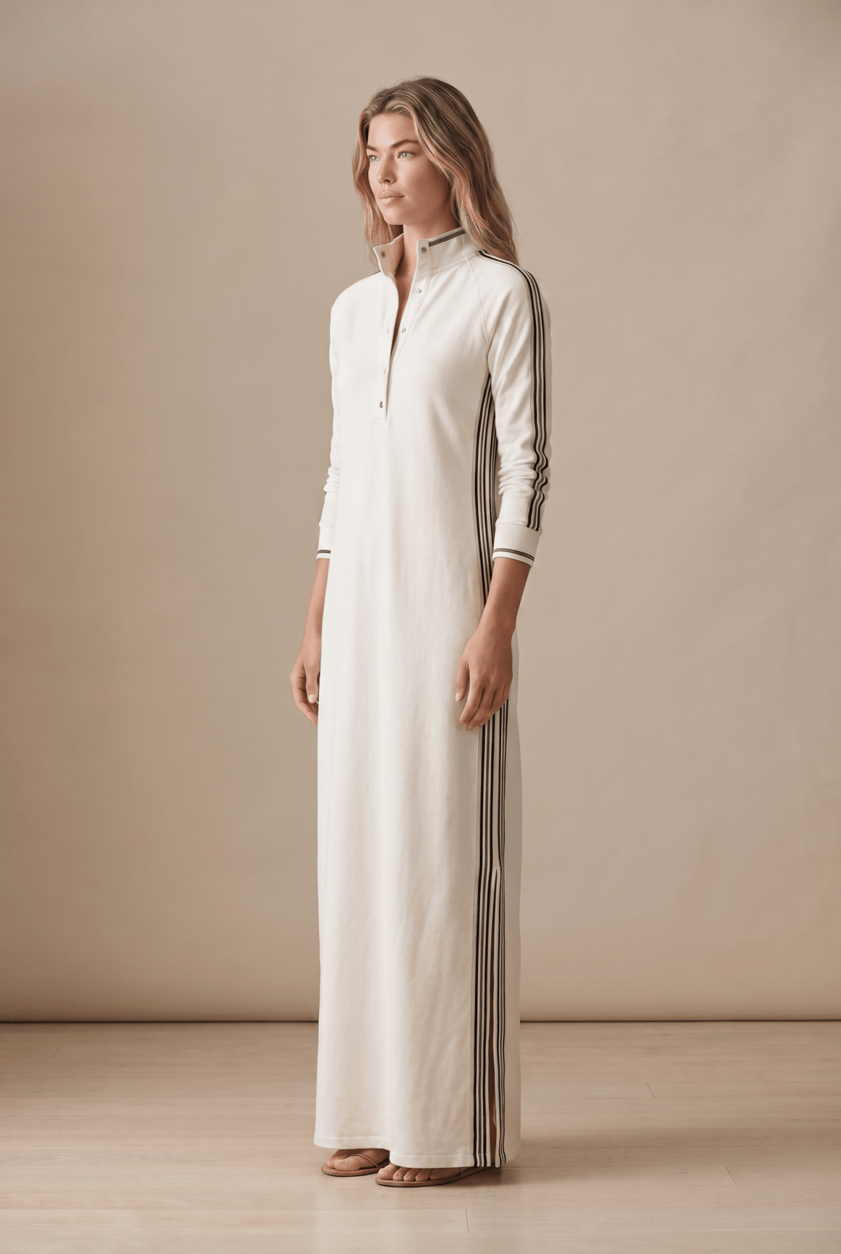 Anouk | Vestido Maxi de Felpa Ribeteado con Cuello Polo - StilfulltdressMDA0958L0Y_Royal Blue||XS||YUAzul realXSAnouk | Vestido Maxi de Felpa Ribeteado con Cuello Polo