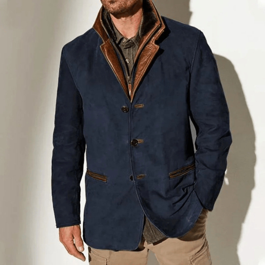 Anselme | Chaqueta Vintage de Ante Abotonada - StilfulltMen's jacketsAzulSAnselme | Chaqueta Vintage de Ante Abotonada
