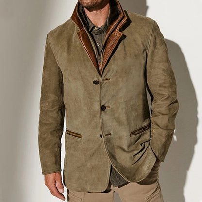 Anselme | Chaqueta Vintage de Ante Abotonada - StilfulltMen's jacketsCaquiSAnselme | Chaqueta Vintage de Ante Abotonada