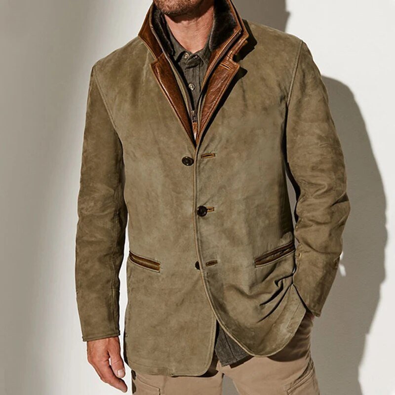 Anselme | Chaqueta Vintage de Ante Abotonada - StilfulltMen's jacketsCaquiSAnselme | Chaqueta Vintage de Ante Abotonada
