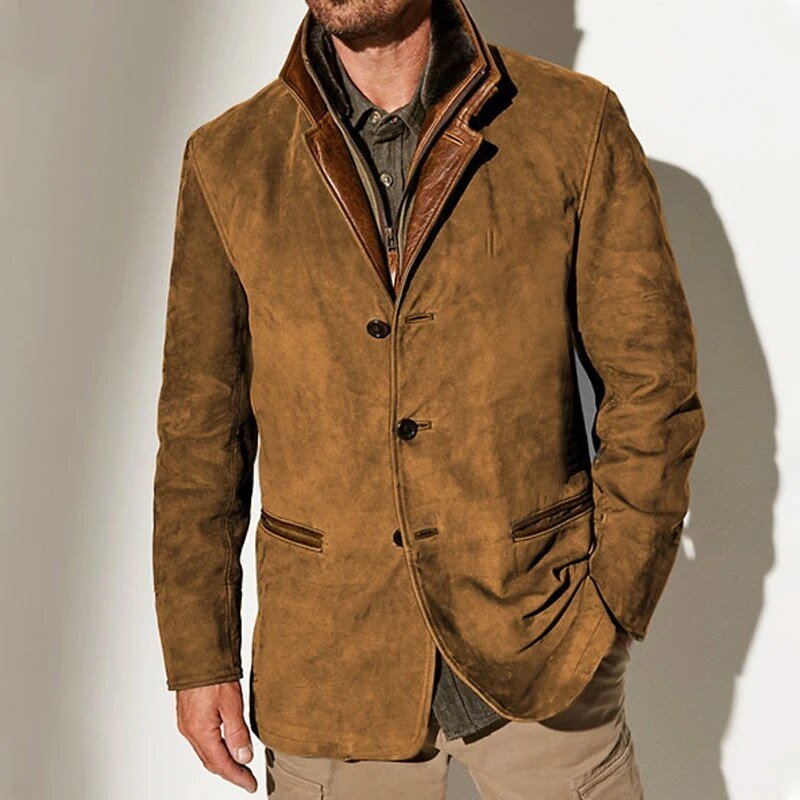 Anselme | Chaqueta Vintage de Ante Abotonada - StilfulltMen's jacketsMarrónSAnselme | Chaqueta Vintage de Ante Abotonada