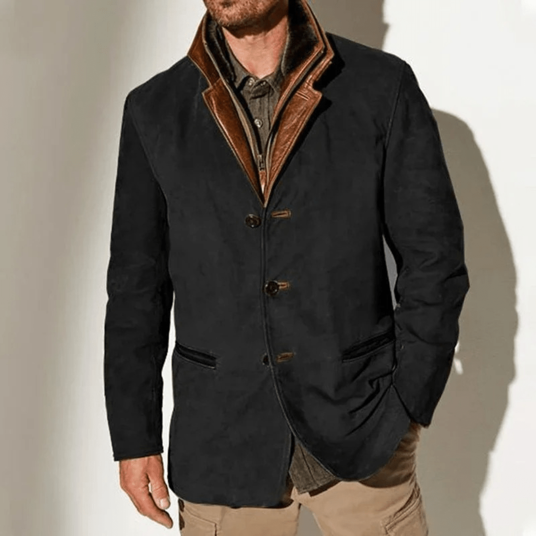 Anselme | Chaqueta Vintage de Ante Abotonada - StilfulltMen's jacketsNegroSAnselme | Chaqueta Vintage de Ante Abotonada