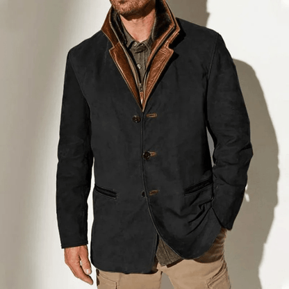 Anselme | Chaqueta Vintage de Ante Abotonada - StilfulltMen's jacketsNegroSAnselme | Chaqueta Vintage de Ante Abotonada