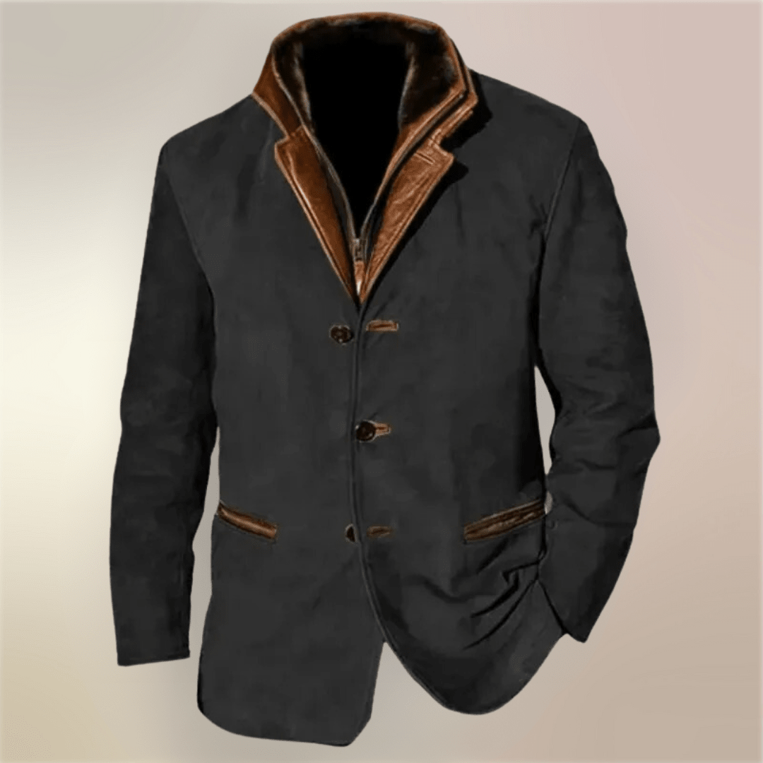 Anselme | Chaqueta Vintage de Ante Abotonada - StilfulltMen's jacketsNegroSAnselme | Chaqueta Vintage de Ante Abotonada