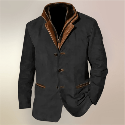 Anselme | Chaqueta Vintage de Ante Abotonada - StilfulltMen's jacketsNegroSAnselme | Chaqueta Vintage de Ante Abotonada