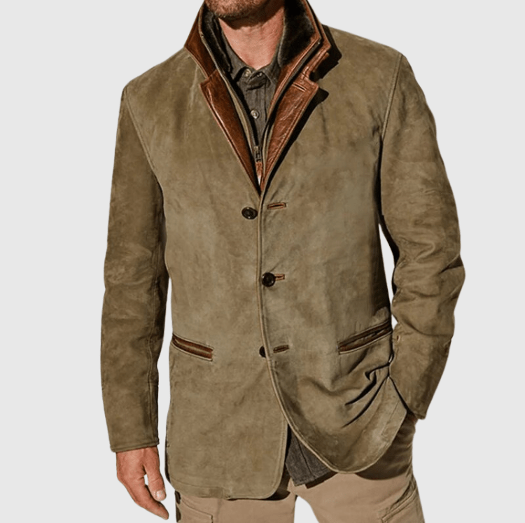 Anselme | Chaqueta Vintage de Ante Abotonada - StilfulltMen's jacketsNegroSAnselme | Chaqueta Vintage de Ante Abotonada