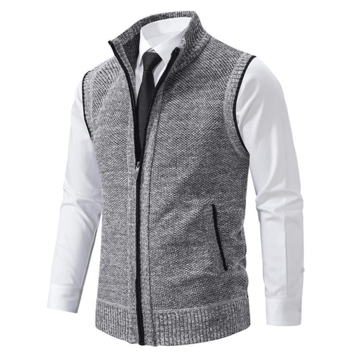 Ansgar | Chaleco de Punto con Cremallera - StilfulltMen's vestsSKU_1783517133224_710GraySAnsgar | Chaleco de Punto con Cremallera