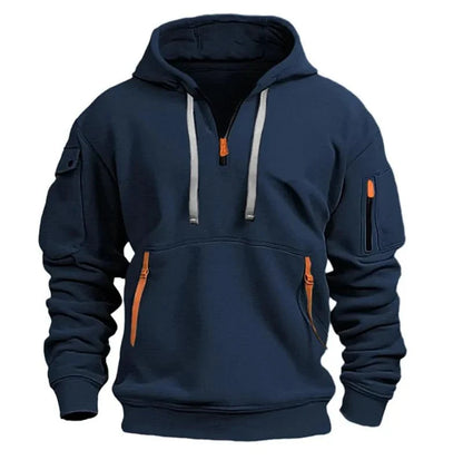Archie men's fleece-lined tactical zip hoodie in navy