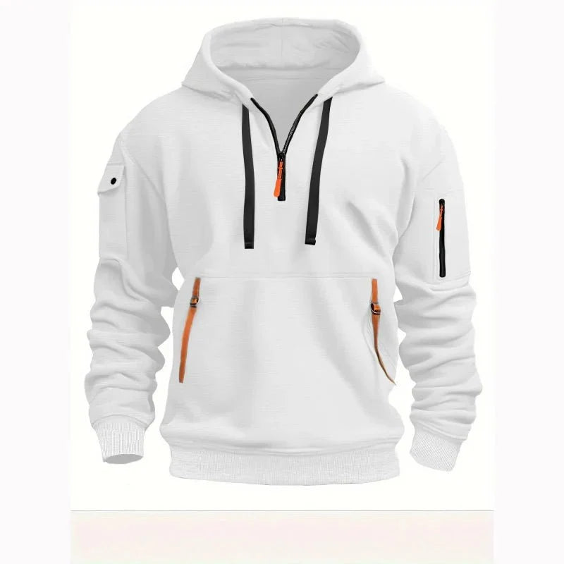 Archie men's fleece-lined tactical zip hoodie in white