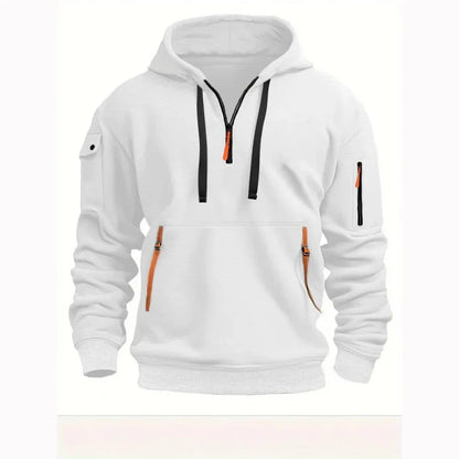 Archie men's fleece-lined tactical zip hoodie in white
