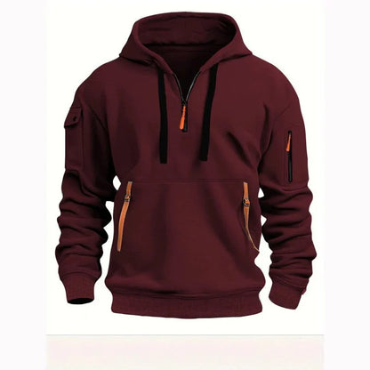 Archie men's fleece-lined tactical zip hoodie in red