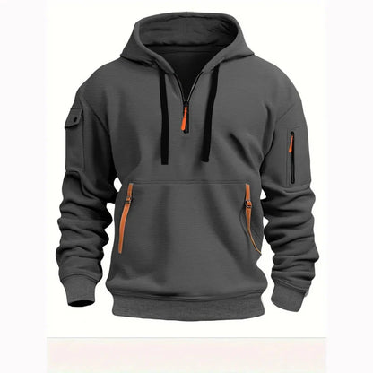 Archie men's fleece-lined tactical zip hoodie in grey