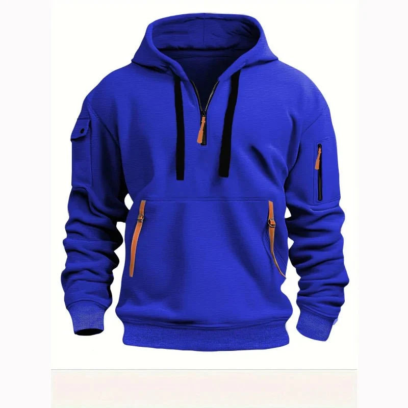Archie men's fleece-lined tactical zip hoodie in blue
