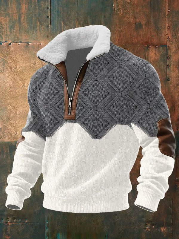 Asger | Fleeceforet Mønstret Troyer med Høj Krave - StilfulltMen's sweatersHøjhalset sweater CanadaSAsger | Fleeceforet Mønstret Troyer med Høj Krave