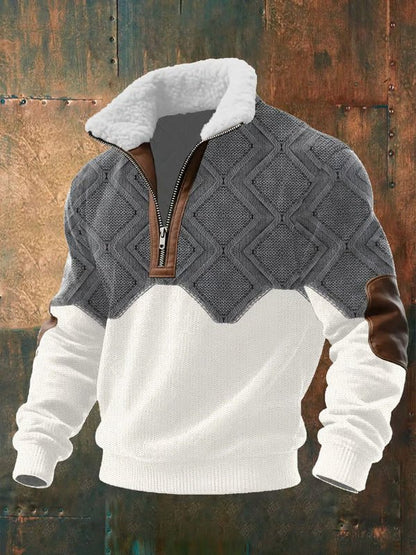 Asger | Fleeceforet Mønstret Troyer med Høj Krave - StilfulltMen's sweatersHøjhalset sweater CanadaSAsger | Fleeceforet Mønstret Troyer med Høj Krave